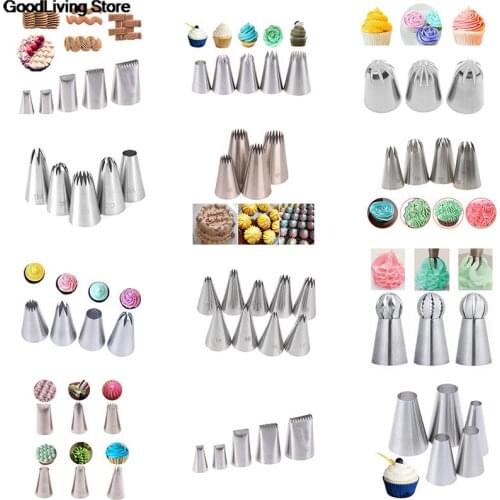 New 3/4/5/6/9 Rose Icing Piping Nozzles Stainless Steel Flower Mouth Cream Pastry Tips Nozzles Bag Cake Decorating tools