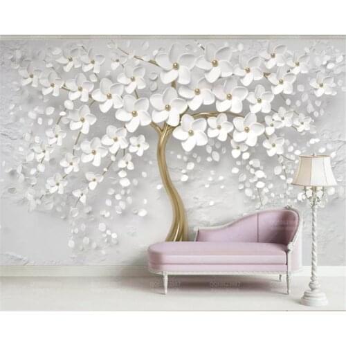 Beibehang Customized modern new Nordic embossed flowers white minimalist living room bedroom wallpaper wall papers home decor