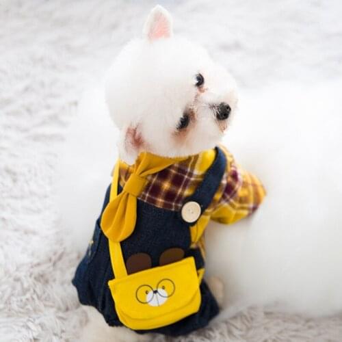 Pet Clothes Dog Cowboy Suspenders Teddy Messenger Bag Jumpsuits Poodle Four Legged Thin Clothing Dog Clothes for Small Dogs