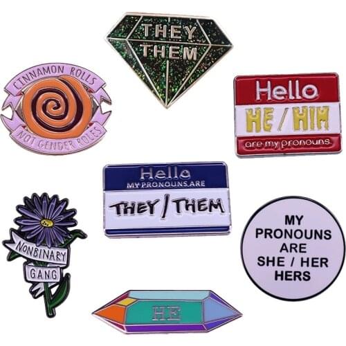 They Them Hard Enamel Pins Funny LGBT Brooches Women Men Lapel Badges Backpack Collar Fashion Jewelry Gifts For Kids Friend