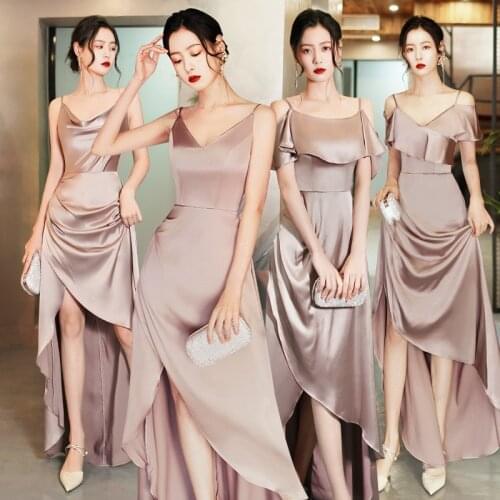 Popodion Bridesmaid Dress Long 2021 Elegant Dresses to Wear to a Wedding Sisters Silk Dress Bridesmaid Dresses Long ROM80226