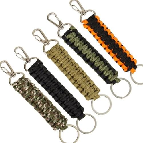 Portable Camping Key Chain Ring Outdoor Survival Kit Carabiner Paracord Cord Rope Emergency Knot Outdoor Hiking Tools Hot