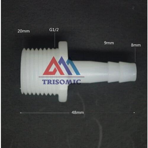 8mm-G1/2 Straight Connector Plastic pipe Fitting Barbed Connector with thread Material PE Joiner Fitting Aquarium Fish Tank