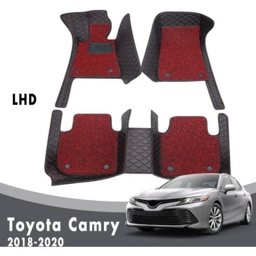 Luxury Double Layer Wire Loop Car Floor Mats For Toyota Camry 8th XV70 2020 2019 2018 Carpets Auto Interior Accessories Leather