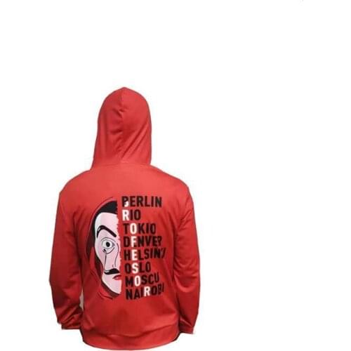 Dali Cos Coat La Casa De Papel Cosplay Red Hoodies Printed Jacket Daily Unisex Caot Halloween Cosplay Costume Spain Movice