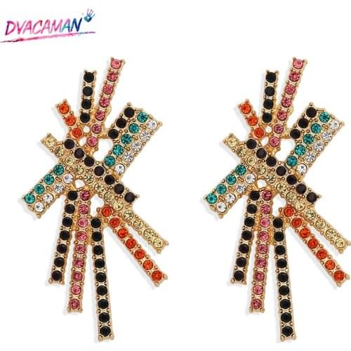 Dvacaman Irregular Milti-color Rhinestone Drop Earrings for Women 2020 Unique Bling Zircon Stone Starburst Statement Jewelry