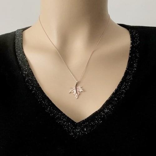 Sycamore Leave 925 Sterling Silver Necklace Women Girls Gift Jewelry Accessories Fashion Handmade Elegant Chain