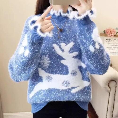 Warm Wool Sweaters Women Pullover Winter Pattern High quality Casual Soft Mohair Snowflak Deer Autumn Thick Fashion knitted Fall