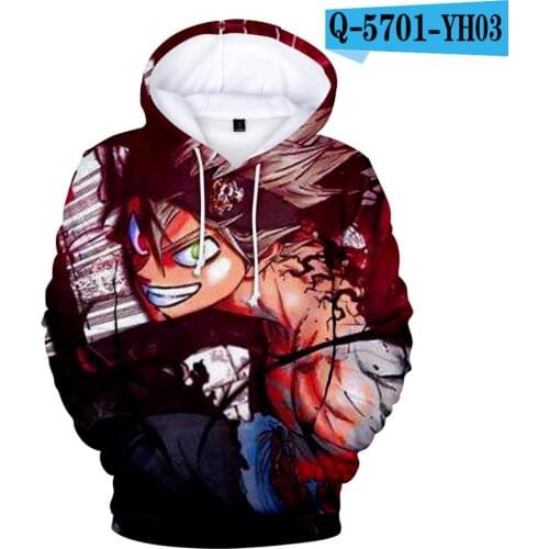 Black Clover Hoodies Sweatshirts Casual Jacket Adult Children Kids Sizes Asta Cosplay Costume Pullover Jersey Unisex