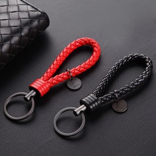 Tungsten Steel Leather Cord Keychain PU Leather Woven Unisex Simple Creative Design Car Ornament Fashion Keyring Accessories New