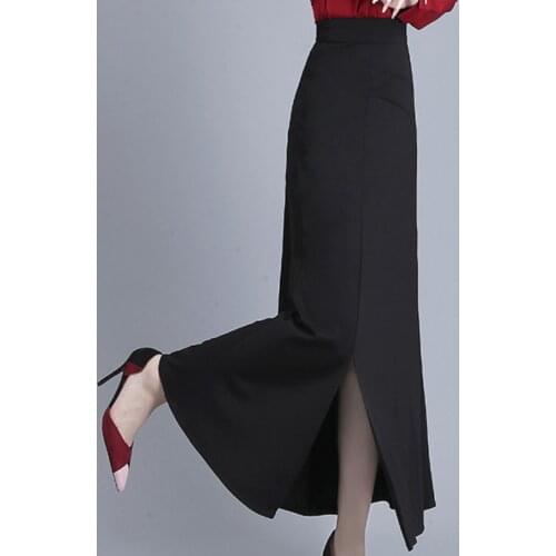 Plus size 3XL!Spring autumn elastic cotton a-line skirt women high waist split package hip long skirt