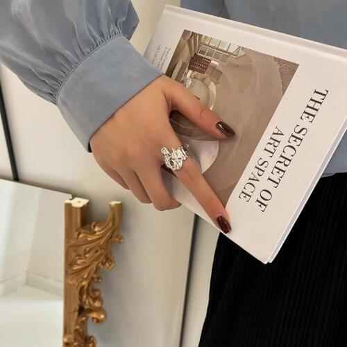 VENTFILLE 925 Sterling Silver Irregular Lava Bumps Ring For Women Fashion Personality Jewelry Accessories Party Birthday Gift