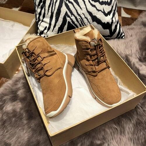 Winter Snow Boots Women Shearling Botas Mujer Platform Shoes Woman Ankle Boots Lace Up Botas Feminina Casual Chaussures Femme