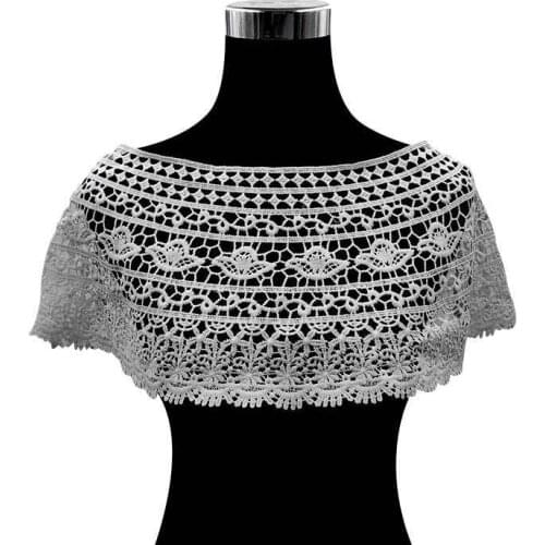 1PCS Floral Embroidery Lace Shawl Applique Neckline Lace Collar Sewing Trims For Dresses Guipure DIY Embellishments Decoration