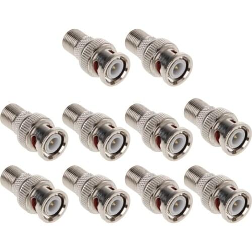 10Pcs/Set BNC Male Plug To F Female Jack Coax Connector Adapter For CCTV Camera QX2B