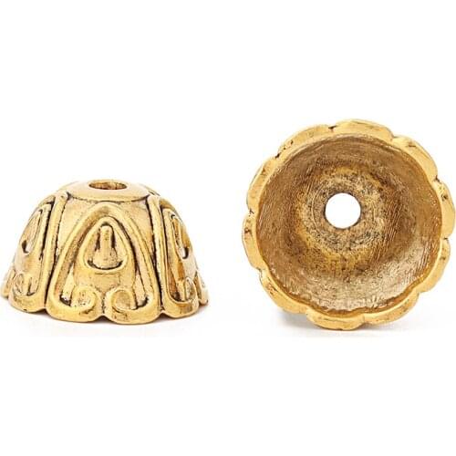 10pcs/lot Tibetan Gold Tassel End Beads Caps for DIY Bracelet Jewelry Making Findings Accessories 20x11mm