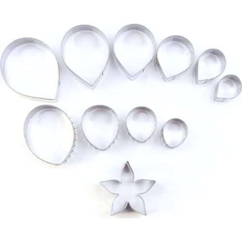 11pcs Gum Paste Flower Mold Austin Rose Petal Calyx Leaf Cutter Set Sugar Craft