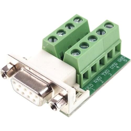 2 pcs DB9 D-SUB 9 Pin Receptacle Female RS232 Adatper to Screw Terminal block 9 Position PCB Adapter Wire Side entry Pin to Pin