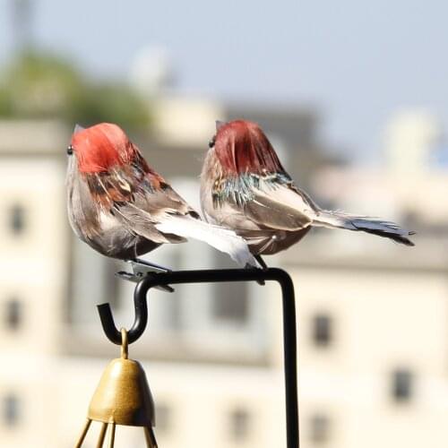 2 PCS Imitation Sparrow Feather Bird Foam Grey Imitation Artificial Bird Prop Tree Branch Garden Christmas Decor Miniatura