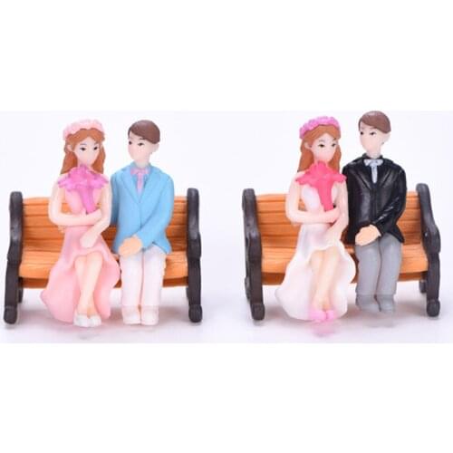 2pcs Couple Potted Miniature Figurines Micro Landscape Garden Figures Decoration DIY Landscaping Accessories