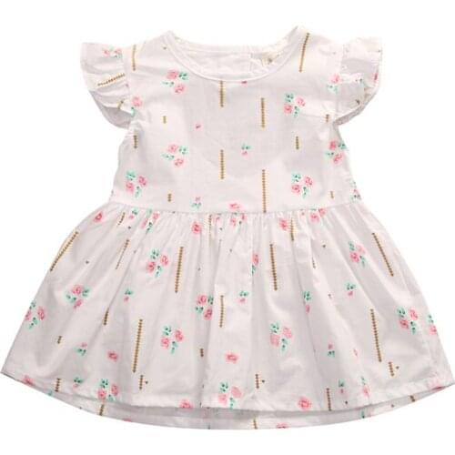 2017 Summer Party Fashion Cute Newborn Infant Baby Girls O-Neck Floral Print A-Line Knee-Length Princess Dress Outfit 0-24M