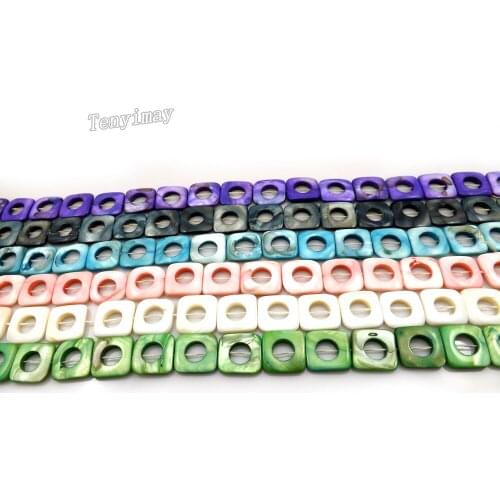 20x20mm Mixed Color Square Shape Shell Charms, Shell Loose Beads Fit Jewelry DIY