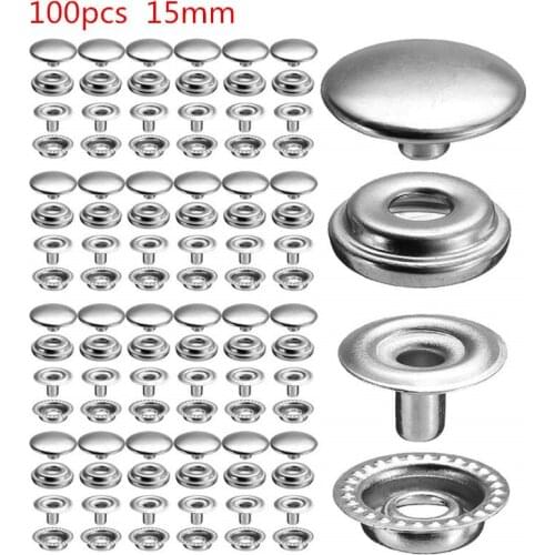 25 Sets Snap Fastener Buttons Press Studs Button DIY Hand Punch Tool Canvas Caps Screw Kit For Tent Boat Marine Canvas Cover
