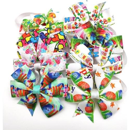 60 Pcs Pet Dog Grooming Dog Product Easter Dog Bows Pet Supplies Rabbit Egg Puppy Dog Cat Bow Ties Dog Grooming Accessories