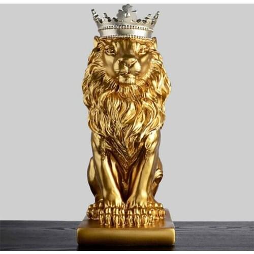 Abstract Resin Lion Sculpture Crown Lion Statue Handicraft Decorations Lion King Modle Home Decoration Accessories Gifts