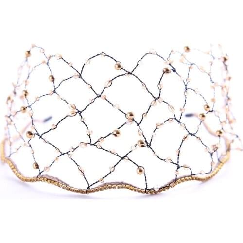 Headbands Crystal Rhinestone Tiaras Gold Color Headband Bridal Wedding Dressing Crown Accessory Jewelry