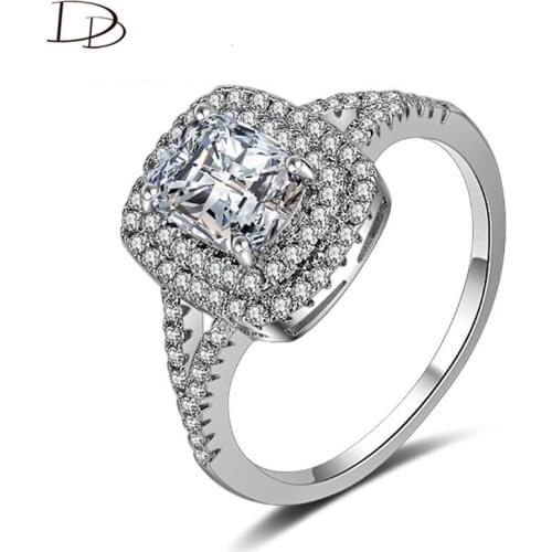 DODO Luxurious Double Layers Small Cz Stone Wedding Rings For Women Square AAA Zircon Fashion Rings Jewelry Bridal Anillos Dm003