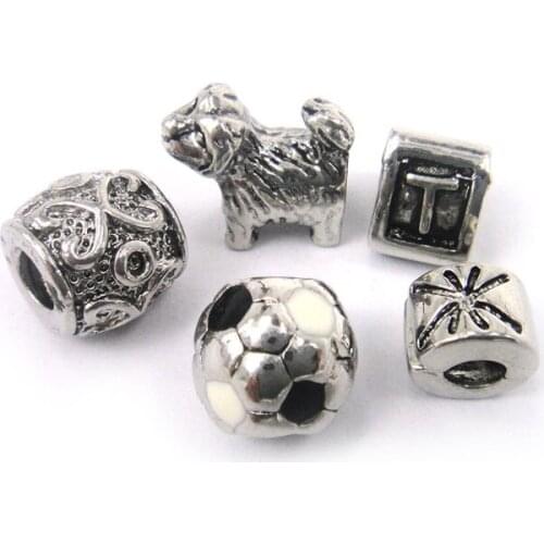 MOODPC Free shipping European beads metal original authentic Screw Thread Beads for 60pc assorted