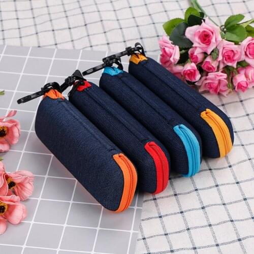 Glasses Box Denim Fabric Zipper Sunglasses Protection Container Creative Zipper Pencil Bag School Bag Stationery