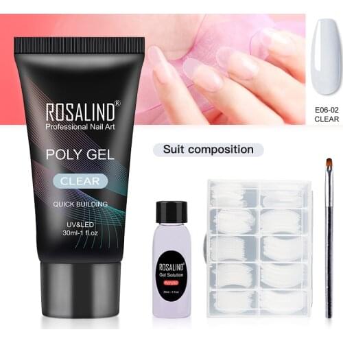 ROSALIND Poly Nail Gel Kit For Nail Art Design Builder Gel For Manicure Varnish Fast Dry Poly Nail Gel Tool Nail Extension Kit