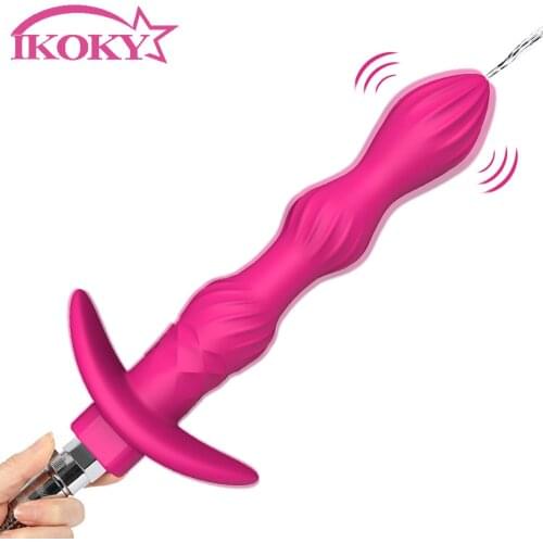 IKOKY Sex Toys for Woman Man Prostate massage for Gay Anal Beads Butt Plug Silicone Enema Shower Vibrator Syringe Douche System