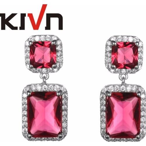 KIVN Fashion Jewelry Princess Blue CZ Cubic Zirconia Womens Girls Wedding Bridal Earrings Birthday Gifts 10pcs Lot Wholesale
