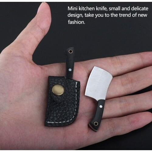 Cleaver Style Mini Chopping Steel Pocket Knife Stainless Tools Wooden Handle Survival Keychain EDC Knife Pendant Accessories W1