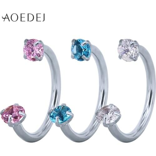 AOEDEJ 16g Crystal Piercing Septum Rings Stainless Steel Real Nose Piercing Jewelry Cartilage Tragus Ring Ear Piercing Nariz Aro