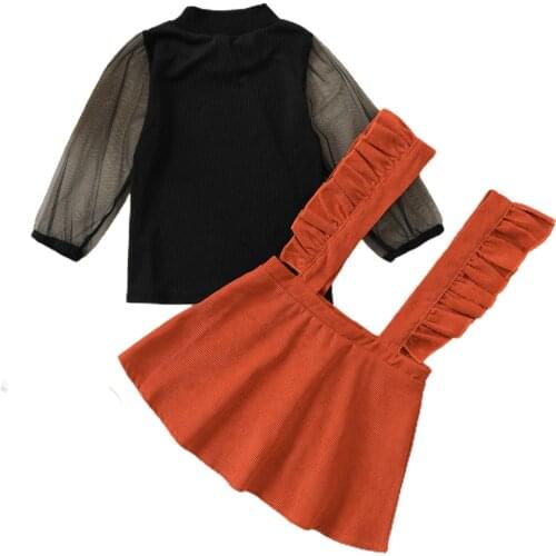 Ma&Baby 18M-6Y Toddler Baby Kid Girls Clothes Set Autumn Mesh Long Sleeve Tops Skirts Outfits DD40