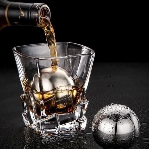 304 Stainless Steel Ice Cube Round Square Whiskey Quick Frozen Ice Cube Metal Block Ice Wine Set Stone Kitchen Tool Accessories