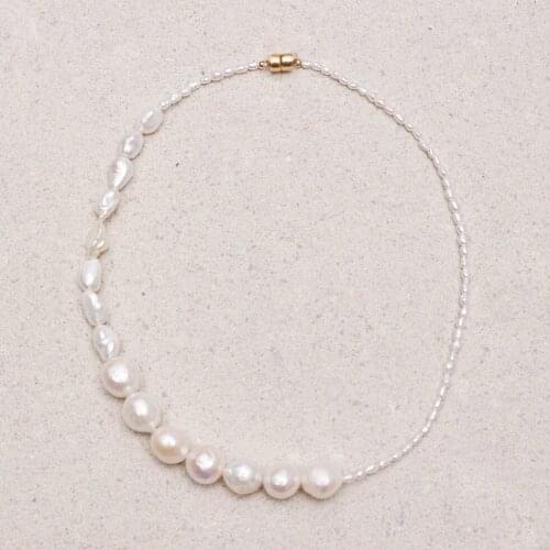 Best sell luxurious jewelry Gold plated bolt clasp Freshwater baroque pearl chokers necklace PIETRO necklaces for women bijoux