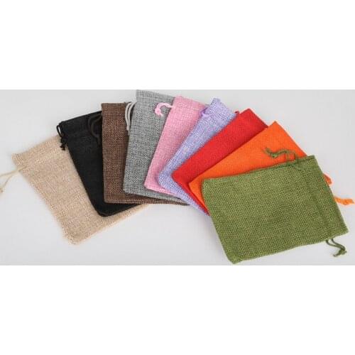 Cotton Linen Gift Bags 10x14cm Wedding Party Favor Holder Neckalce Bracelets Jewelry Bag Muslin Packaging Christmas Pouch