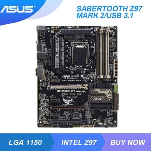 SABERTOOTH Z97 MARK 2/USB 3.1 For ASUS LGA 1150 Intel Z97 PC Motherboard DDR3 32GB USB3.1 Used Motherboard 3×PCI-E X16 3.0 slot