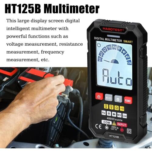 HT125B Smart Digital Multimeter 4000 Counts NCV DC / AC Voltage Resistance Frequency Diode Continuity Capacitance Measurement