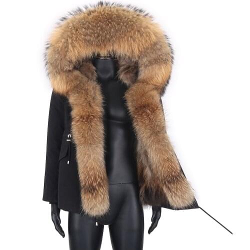 2021 Man Parka Natural Raccoon Fur Collar Hooded Thick Warm Coat Winter Jacket Long Streetwear Russian 7XL Real Fox Fur Coat