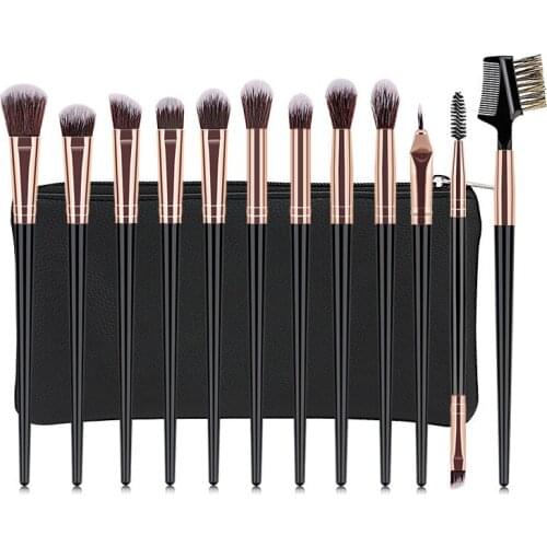 12pcs Makeup Brushes Set Eye Shadow Blending Eyeliner Eyelash Eyebrow Brushes Portable Cosmetic Make up Brush