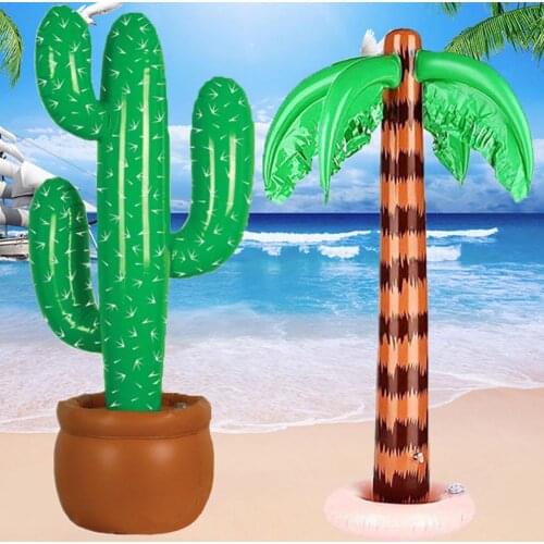90cm Air Inflatable Cactus Coconut Tree Home Pool Outdoor Party Decoration Props filled with water or sand to weight them down