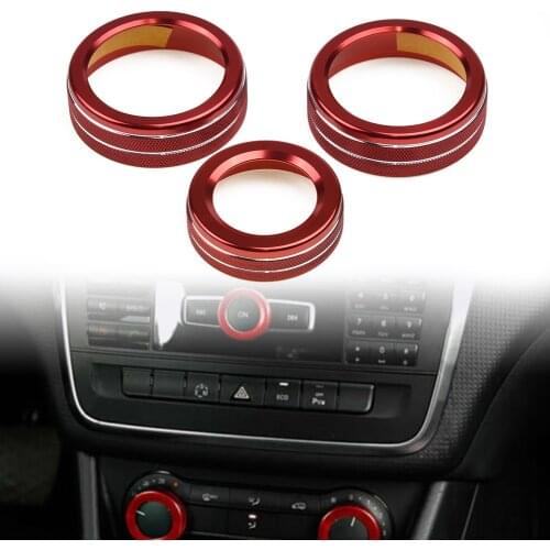 3pcs Car Air-Condition Button Trim Cover Red For Mercedes-Benz A B CLA GLA Class W176 W246 X156 C117 Car Styling Accessories