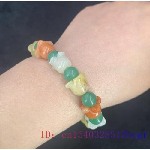 Jade campanula beads Bracelet Charm Gifts Jewellery tie Jadeite Green 8mm Fashion Bangle Natural Amulet