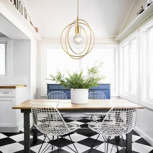 Nordic simple adjustable golden single head LED E27 chandelier with living room bedside restaurant hotel porch balcony bar